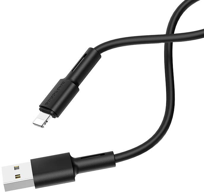 Кабель синхронізації даних BOROFONE BX31 USB to iP 2.4A, 1m Black (6931474710352) - Фото 1