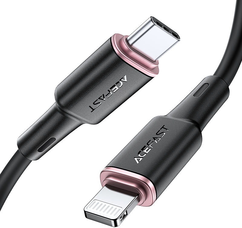 Кабель синхронизации данных AceFast C2-01 Type-C to iP 3A, 20W 1.2m Black (6974316280644) - Фото 1