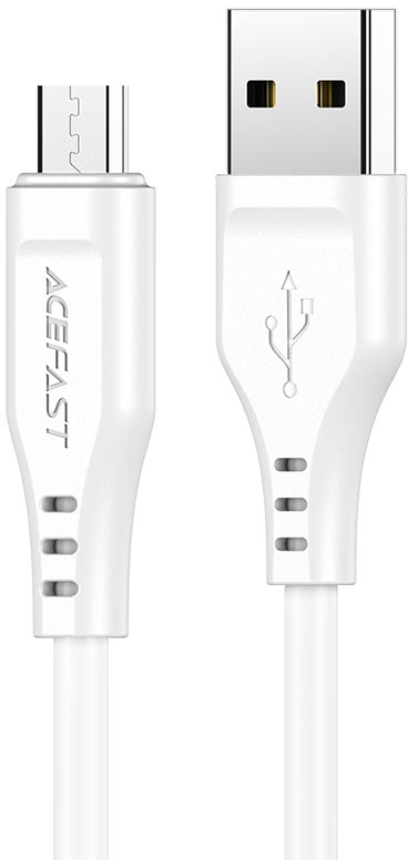 Кабель синхронизации данных AceFast C3-09 USB to Micro 2,4A, 1.2m White (6974316280897) - Фото 1