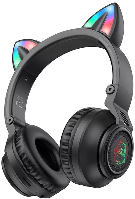 Наушники накладные беспроводные BOROFONE BO18 Cat ear Black (6974443384949) - Фото 1