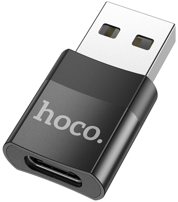 Переходник HOCO UA17 USB Male to Type-C female USB2.0 adapter Black (6931474762009) - Фото 1