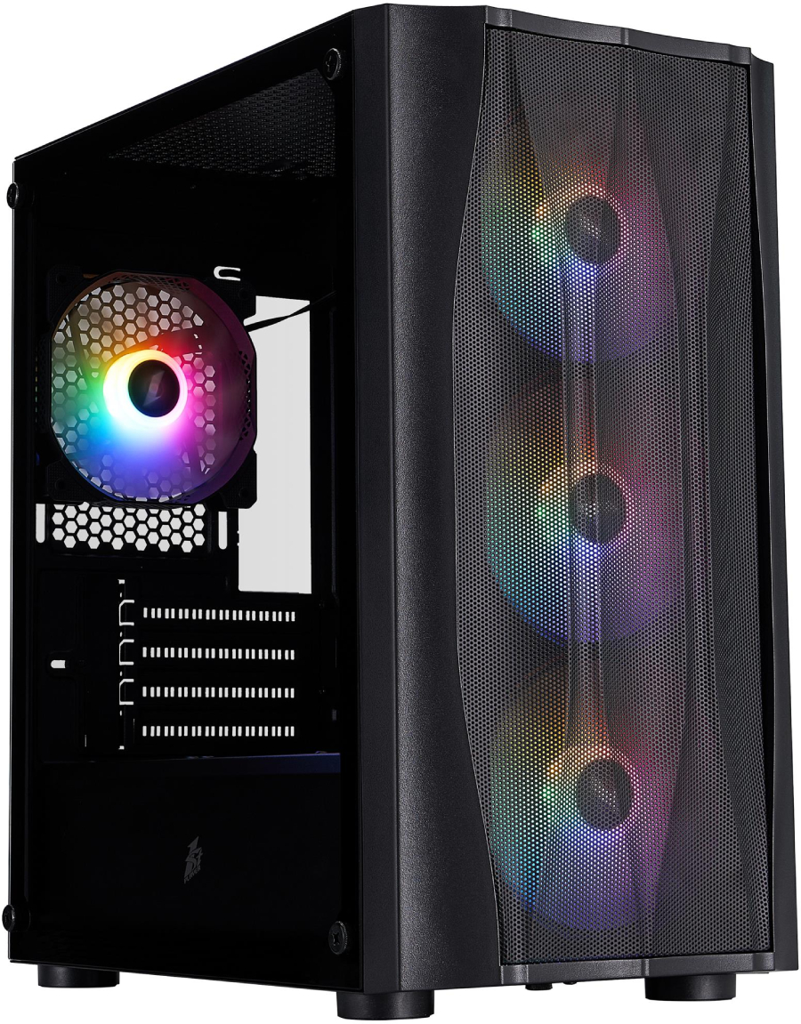 Корпус 1stPlayer X3-M-BK-4F1 Black без БП - Фото 1