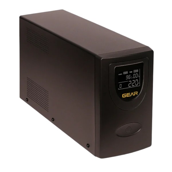 Источник бесперебойного питания GEAR 2000VA LCD metal RJ45+USB (GU-2000MLCD) - Фото 1