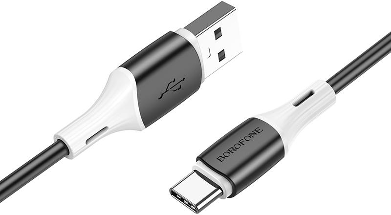 Кабель синхронизации данных BOROFONE BX79 USB to Type-C 3A, 1m Black (6974443384789) - Фото 1