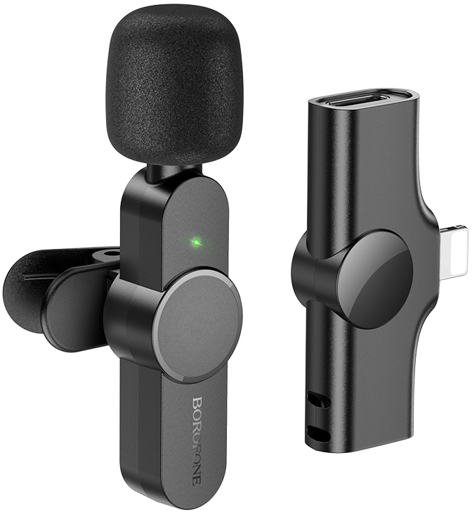 Микрофон для смартфона BOROFONE BFK12 Trophy lavalier wireless digital microphone iP Black (6941991106385) - Фото 1