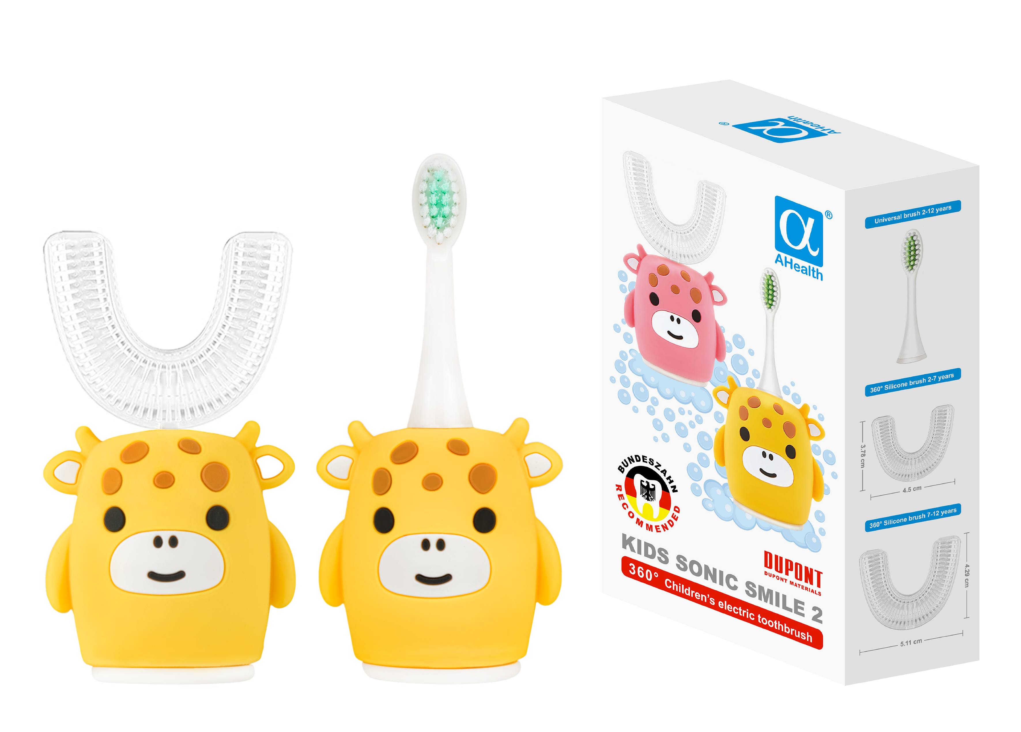 Зубна щітка електрична AHealth KIDS SONIC SMILE 2 Yellow (AHkss2y) - Фото 1
