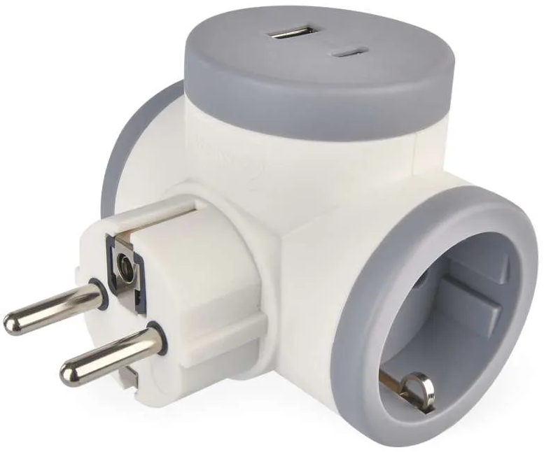 Розгалужувач 220В EMOS P0077PD 2x розетка 1xUSB-A 1xUSB-C - Фото 1