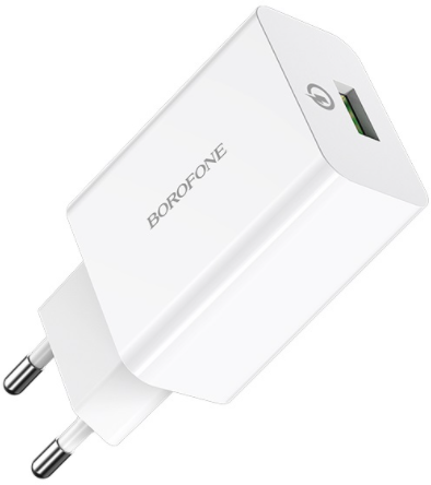 Сетевое зарядное устройство BOROFONE BA21A Long journey single port QC3.0 charger 18W White (6931474702067) - Фото 1