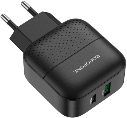 Сетевое зарядное устройство BOROFONE BA46A Premium PD + QC3.0 18W Black (6931474727336) - Фото 1