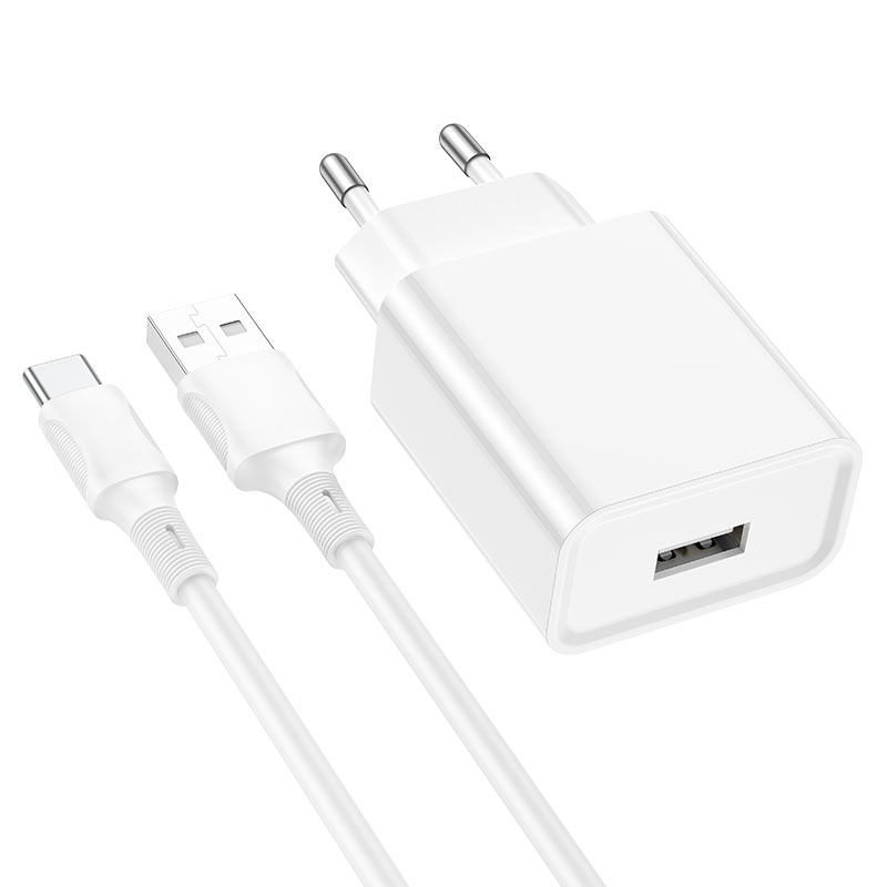 Сетевое зарядное устройство BOROFONE BA74A Aspirer single port charger set(Type-C) White (6974443388671) - Фото 1