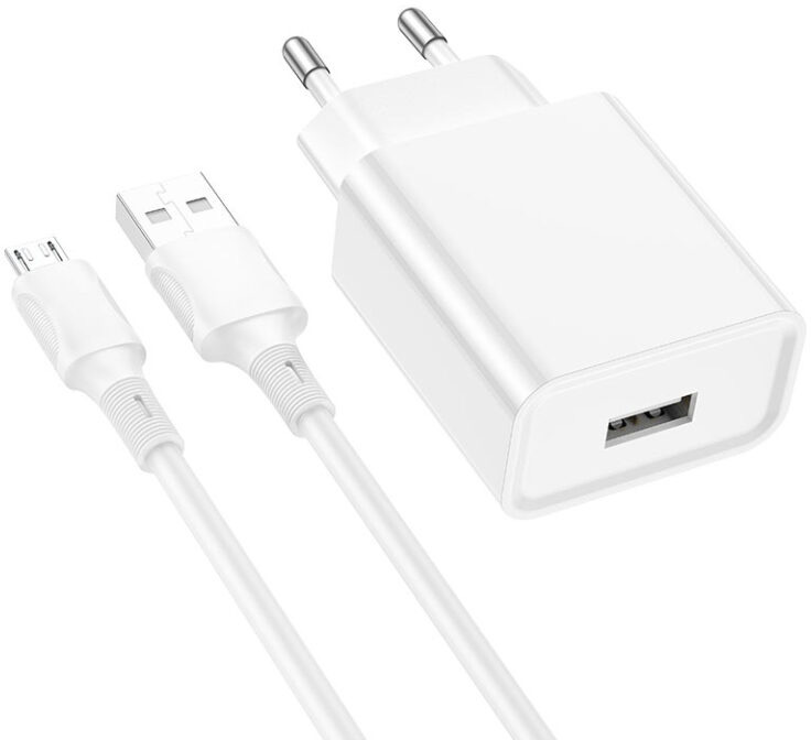 Сетевое зарядное устройство BOROFONE BA74A Aspirer single port charger set(Micro) White (6974443388664) - Фото 1