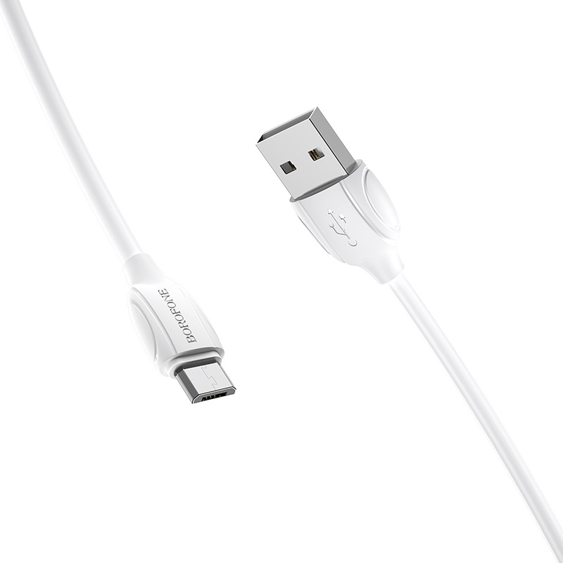 Кабель синхронізації даних BOROFONE BX19 USB to Micro 2.4A 1m White (6931474701787) - Фото 1