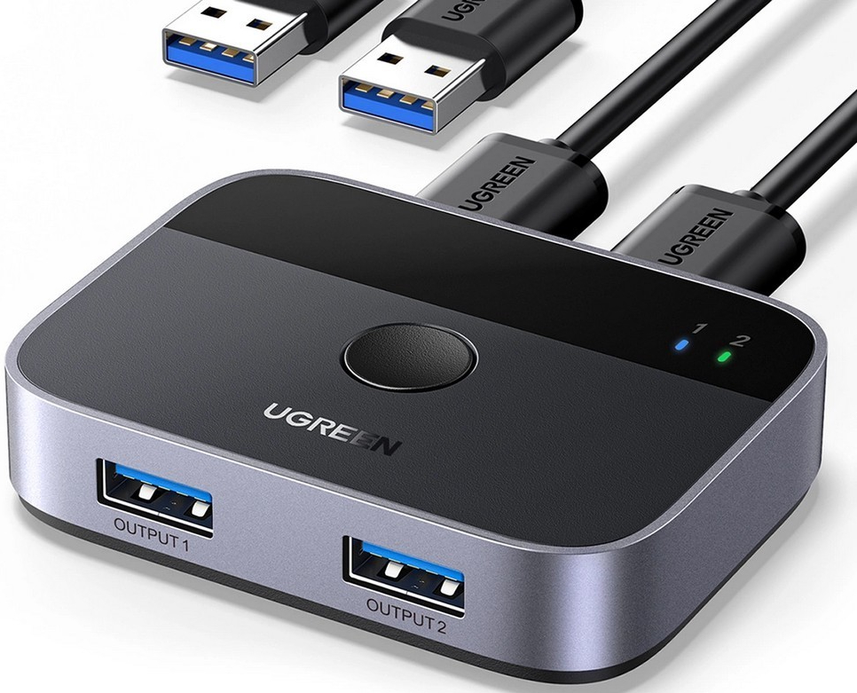 Купить Хаб USB UGREEN CM757 USB 3.0 Sharing Switch 2 In 2 Out Black (35313) - Фото 1 Хаб USB UGREEN CM757 USB 3.0 Sharing Switch 2 In 2 Out Black (35313) - Фото 1