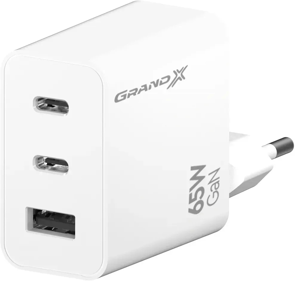 Мережевий зарядний пристрій Grand-X CH-990W USB+2xTypeC 65W Fast Сharge PD3.0, QС4.0, AFC, SCP, FCP 1 (3000001627012) - Фото 1