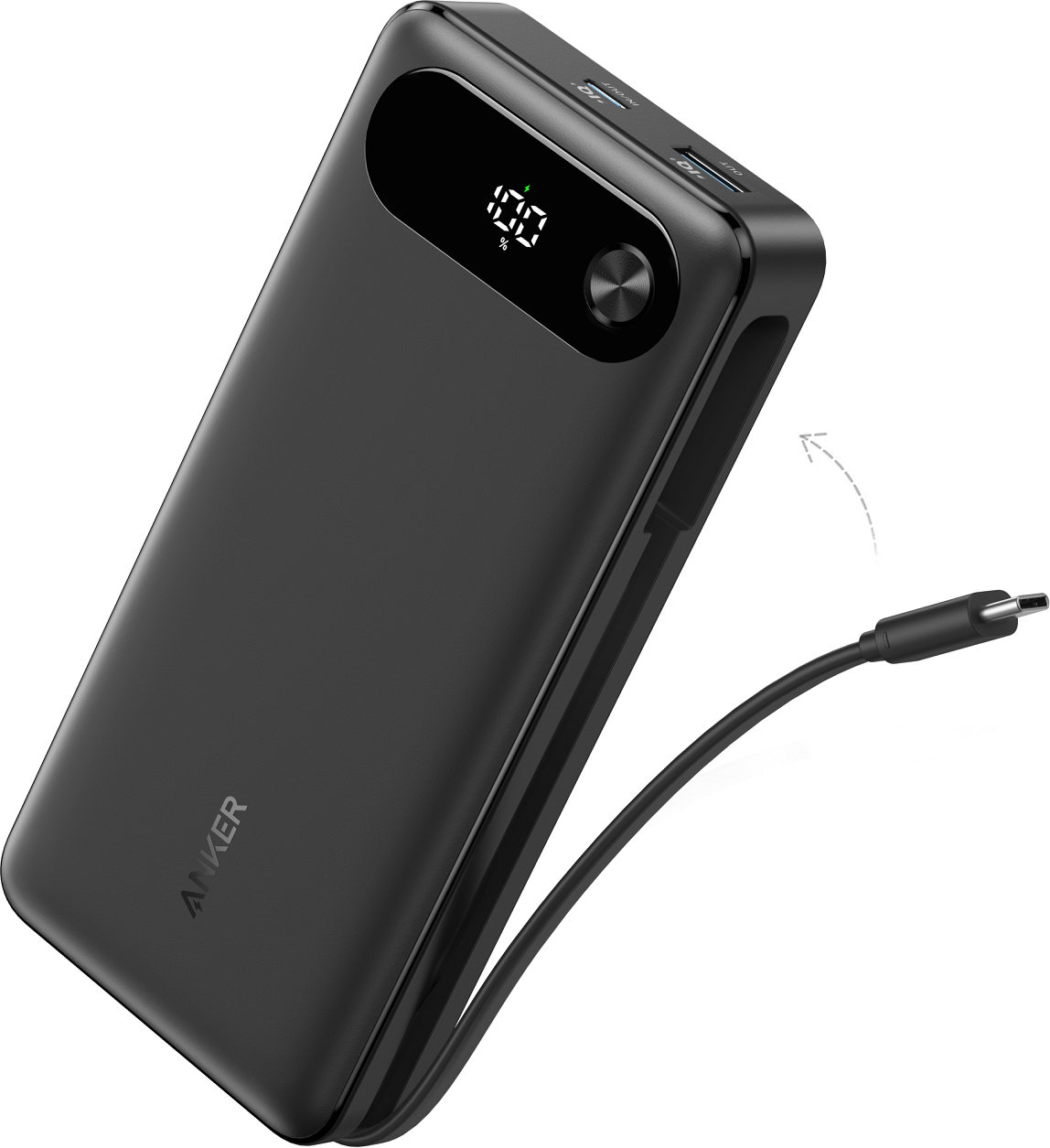 Батарея мобільна Anker PowerCore - 20000 mAh 87W PD Built-In USB-C Cable Black (A1383H11) - Фото 1