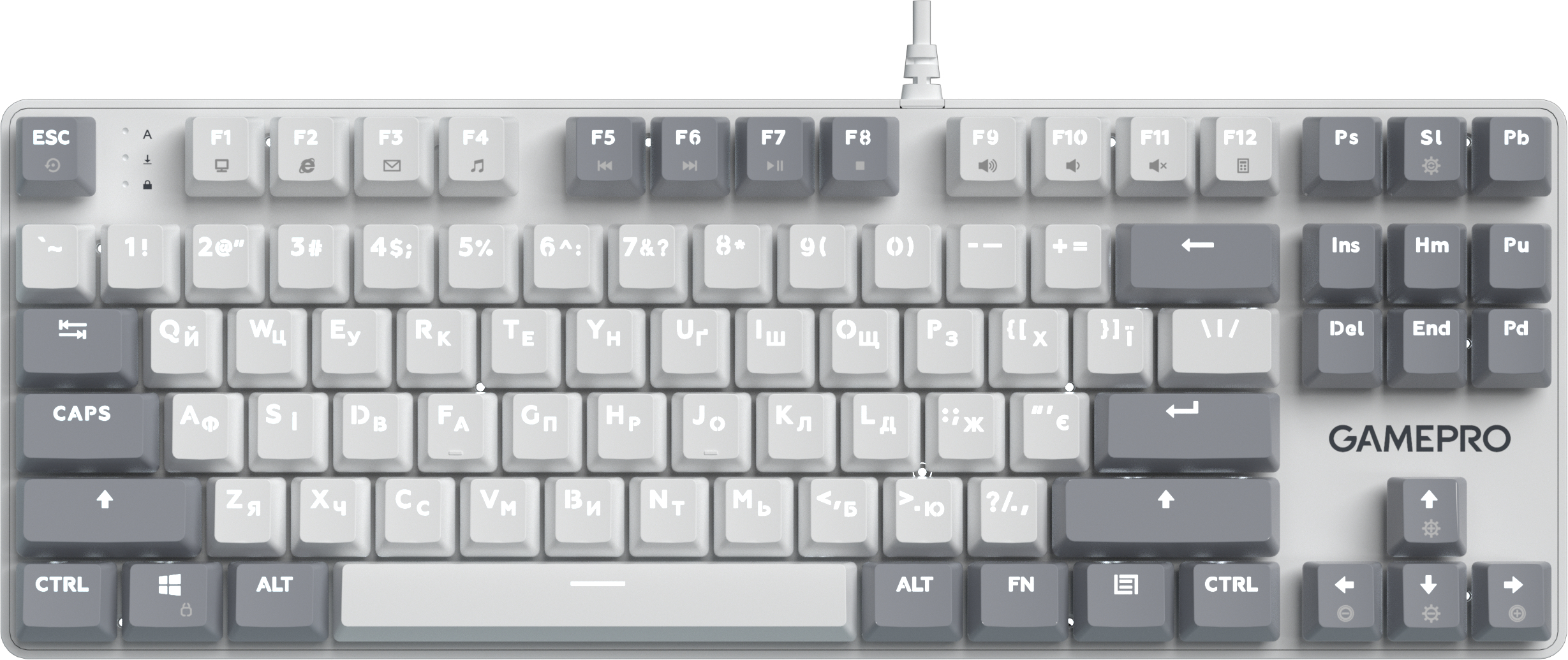 Клавіатура дротова GamePro Genesis Metallic Outemu Red Swithes USB White (MK110W) - Фото 1