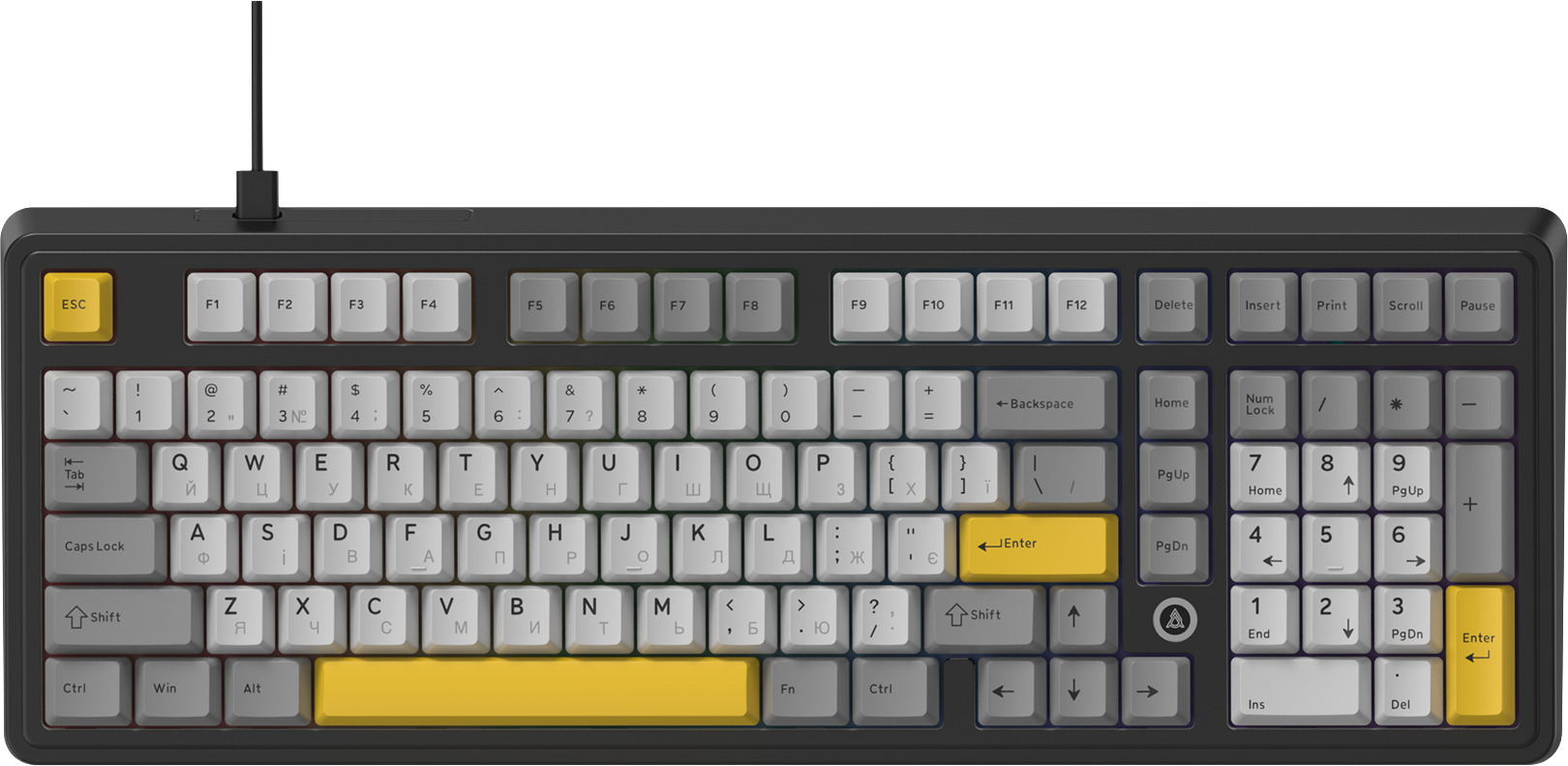 Клавиатура проводная игровая Ajazz AK980 MAX Magnetic switches Black Gray Yellow (AK980-MAX-M-BGY) - Фото 1