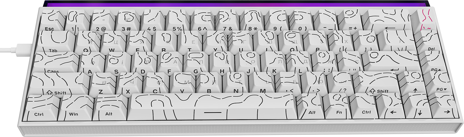 Клавіатура дротова ігрова Ajazz NK68 Red switches Side contour White (NK68-R-S-W) - Фото 1