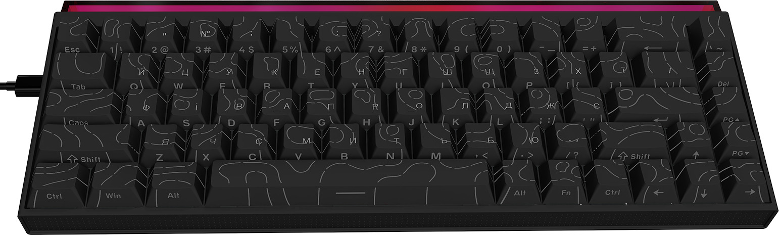 Клавіатура дротова ігрова Ajazz NK68 Red switches Side Contour Black (NK68-R-S-B) - Фото 1