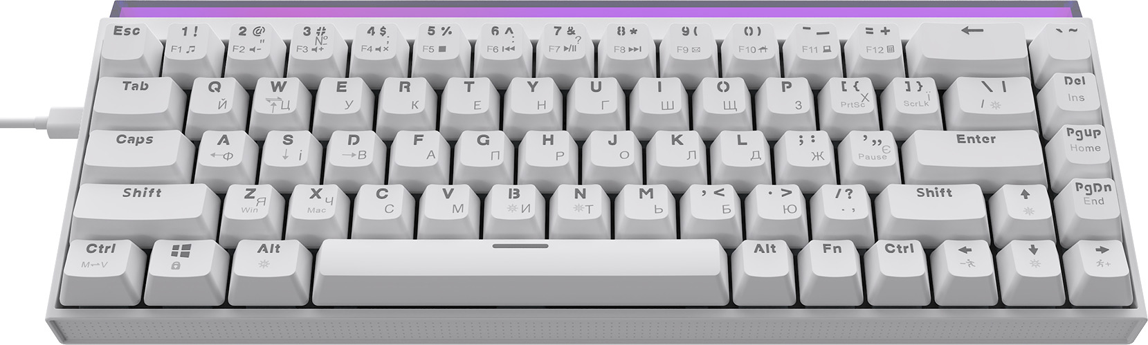 Клавіатура дротова ігрова Ajazz NK68 Red switches White (NK68-R-W) - Фото 1