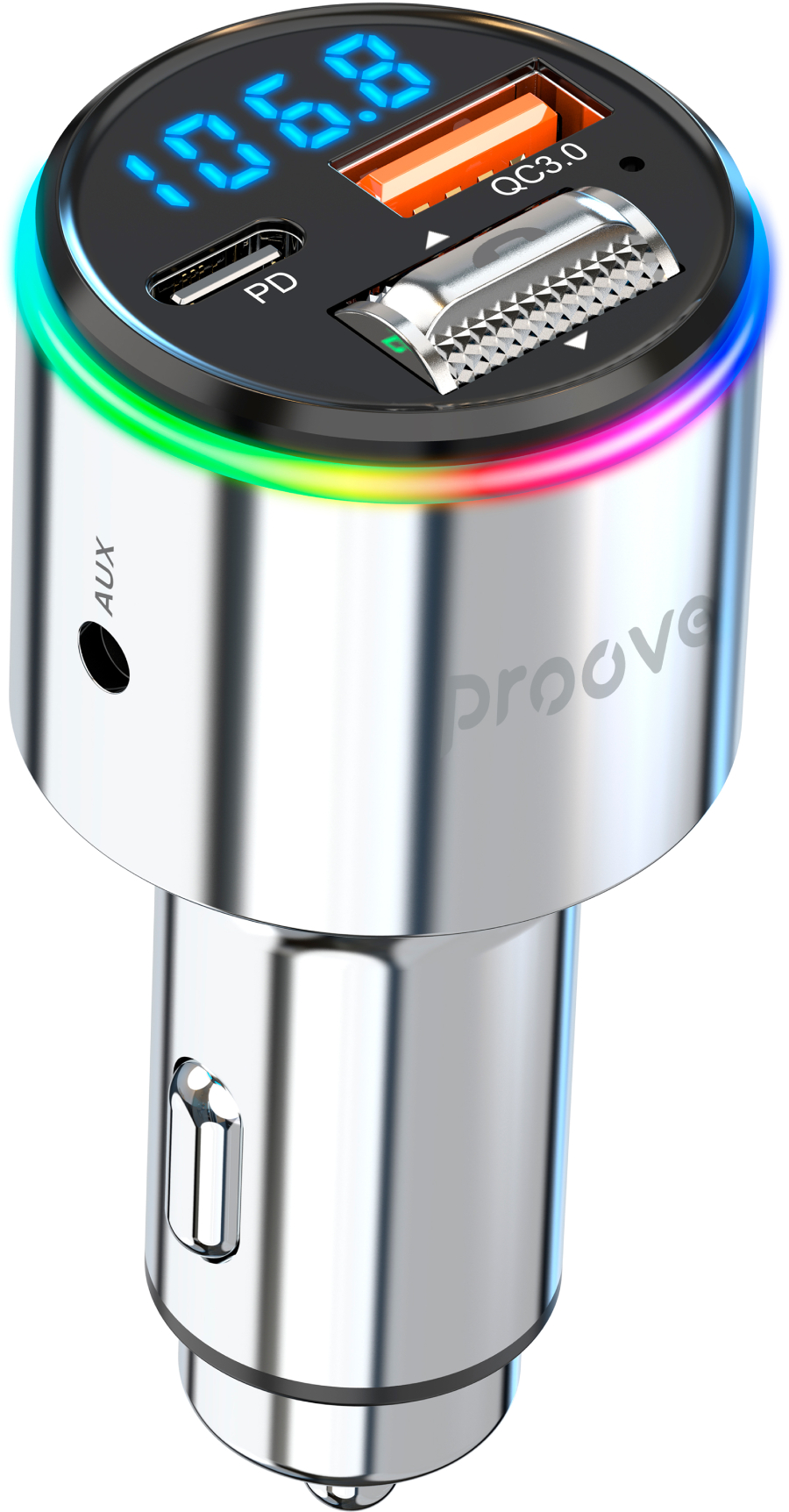 Купити FM модулятор Proove Launcher Power Drive 30W (PD+QC3.0) Type-C+USB+AUX Silver (FMPD30110006) - Фото 1 FM модулятор Proove Launcher Power Drive 30W (PD+QC3.0) Type-C+USB+AUX Silver (FMPD30110006) - Фото 1