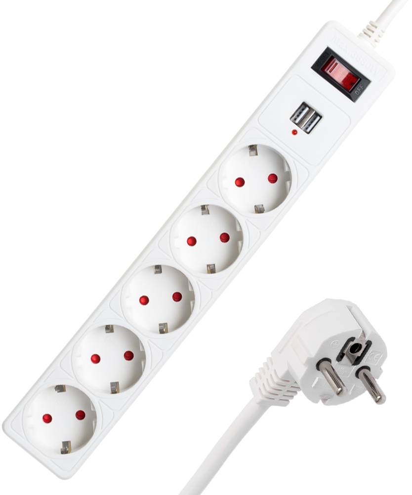 Мережевий фільтр Logan SFWU5-3 білий - Фото 1