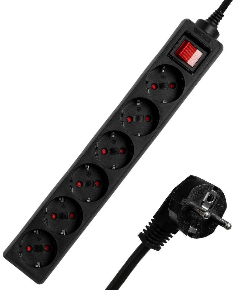 Мережевий фільтр Ultra SSB6-1.8 (6 роз. 1.8м) Чорний - Фото 1