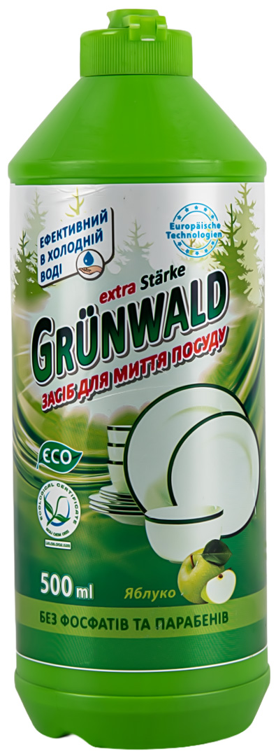 Засіб для ручного миття посуду GRUNWALD Яблоко 500мл - Фото 1
