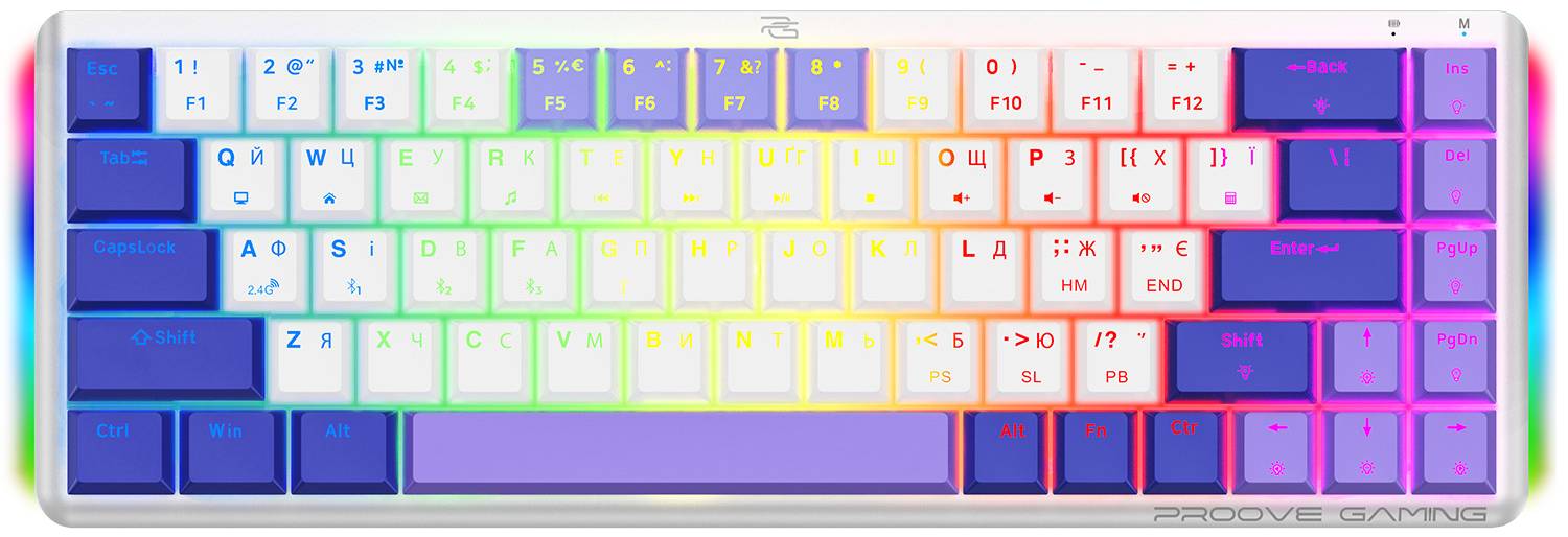 Клавіатура бездротова ігрова Proove Gaming AFK Ukraine Layout white (WKAFK1022002)