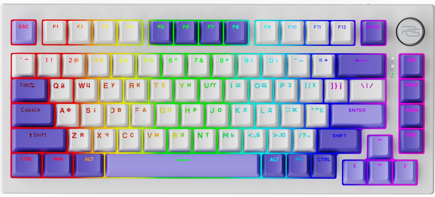 Клавіатура бездротова ігрова Proove Gaming Coupe (Ukraine Layout) white/purple (WKCP00022404)