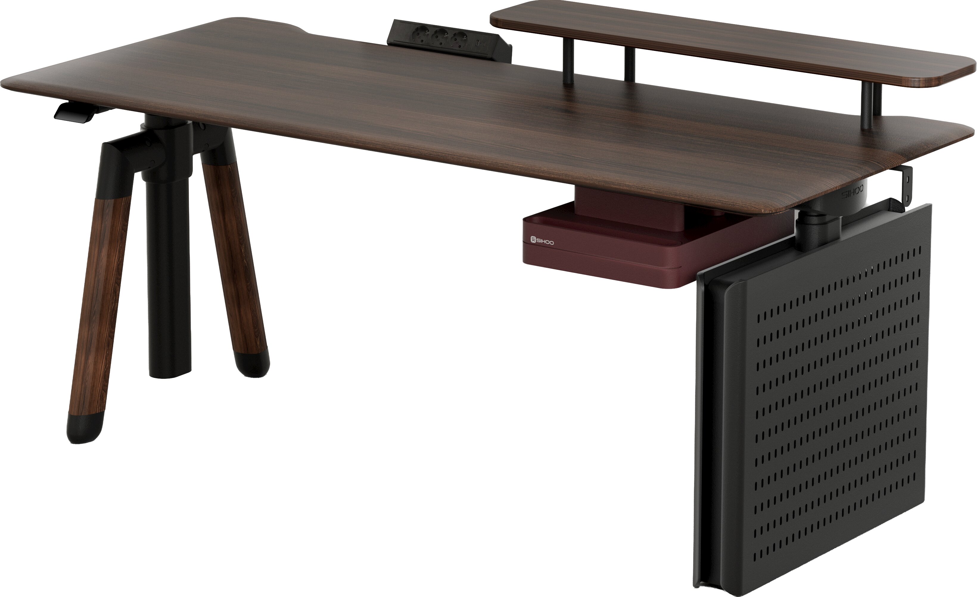 Стіл з електрорегулюванням висоти Sihoo D07 1.6m Walnut/Black (D07B-101/D07J-101-AB)
