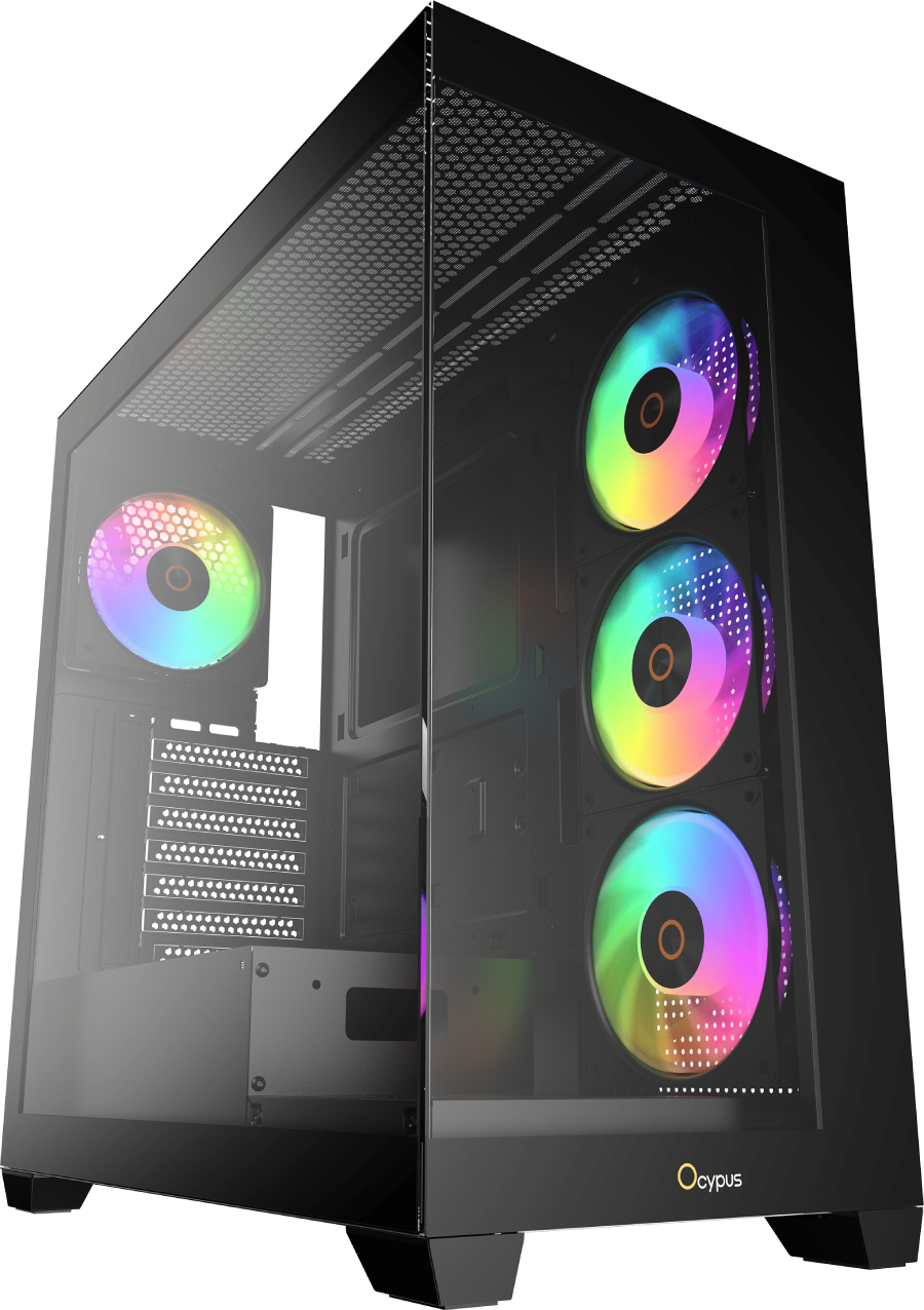 Корпус OCYPUS ATX W/O PSU GAMMA C72 BK ARGB (GAMMA-C72-BKD400XX-GL) - Фото 1