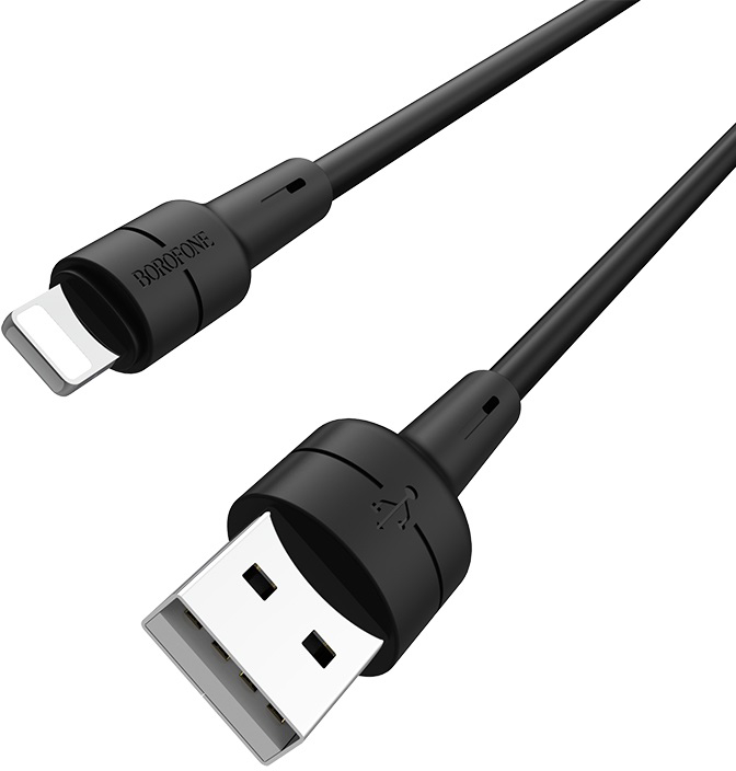 Кабель синхронизации данных BOROFONE BX30 USB to iP 2.4A, 1m Black (6931474706867) - Фото 1