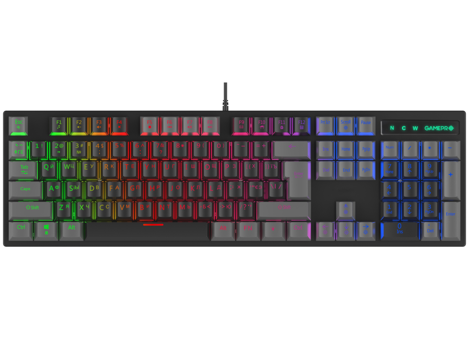 Клавиатура проводная игровая GamePro LED USB (MK105R) - Фото 1