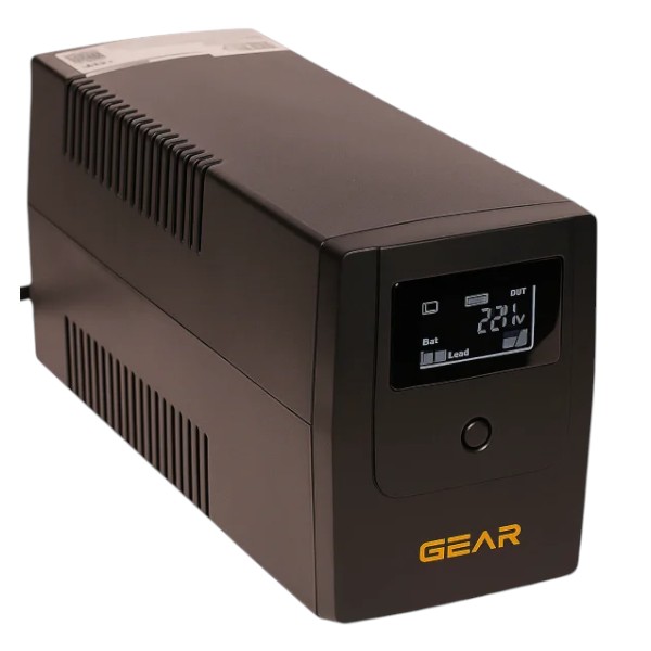 Источник бесперебойного питания GEAR 800VA LCD plastic RJ45+USB (GU-800PLCD) - Фото 1