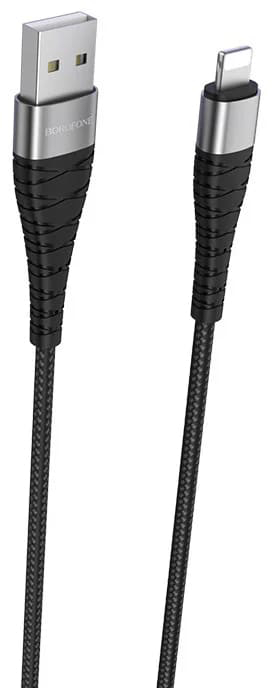 Кабель синхронизации данных BOROFONE BX32 USB to iP 2.4A, 1m Black (6931474710413) - Фото 1