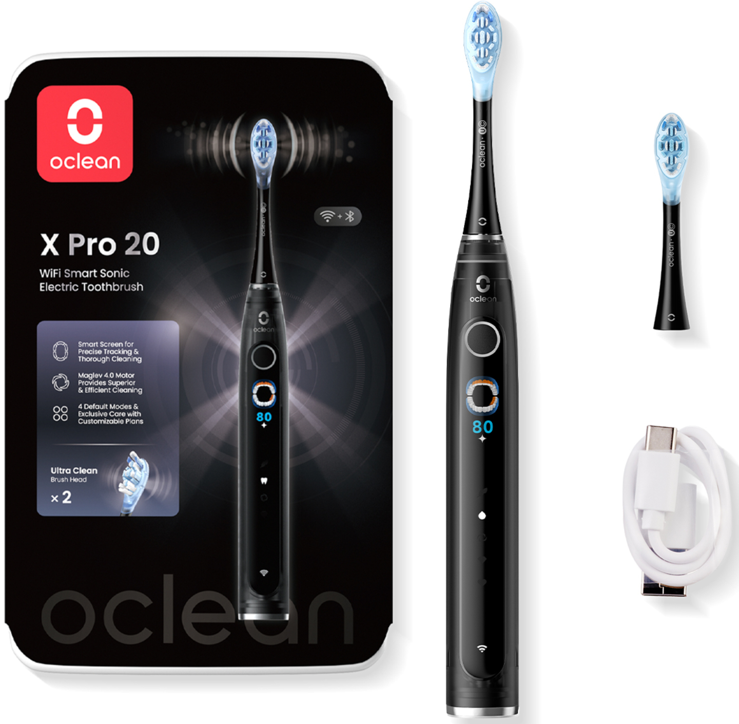 Зубна щітка електрична Oclean X Pro 20 Electric Toothbrush Black (6970810556940) - Фото 1