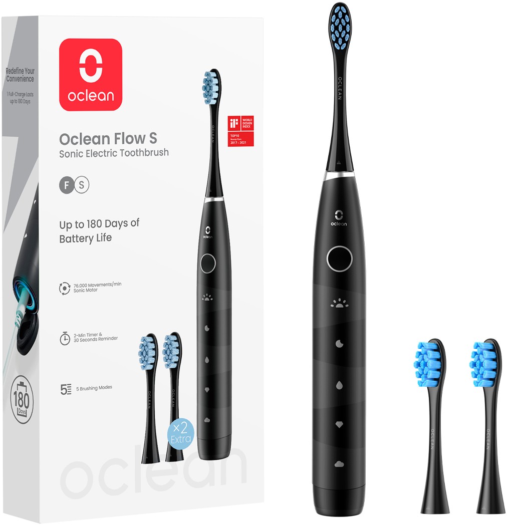 Зубна щітка електрична Oclean Flow S Electric Toothbrush Black (6970810557343) - Фото 1