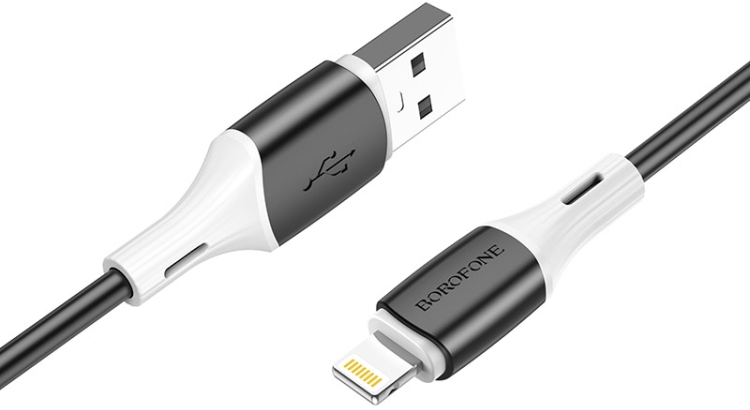 Кабель синхронизации данных BOROFONE BX79 USB to iP 2.4A, 1m Black (6974443384741) - Фото 1