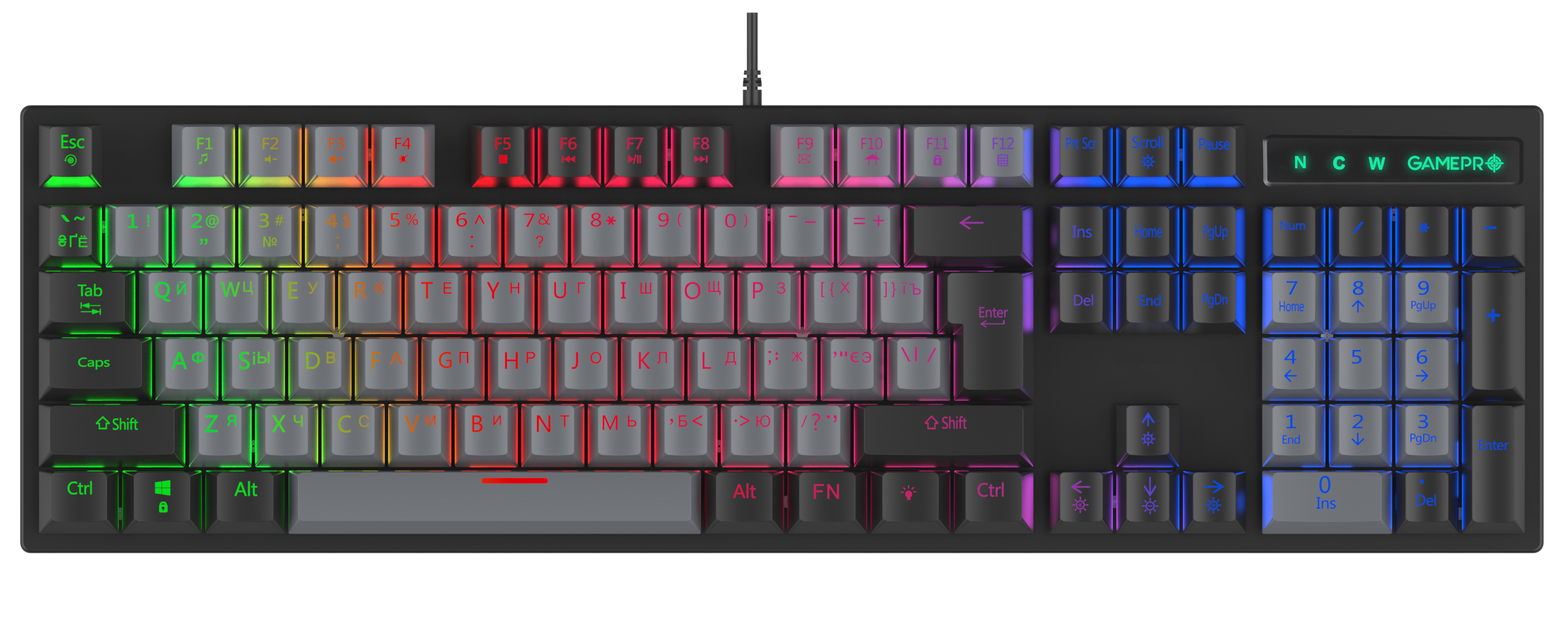 Клавиатура проводная игровая GamePro LED USB (MK105B) купить цена