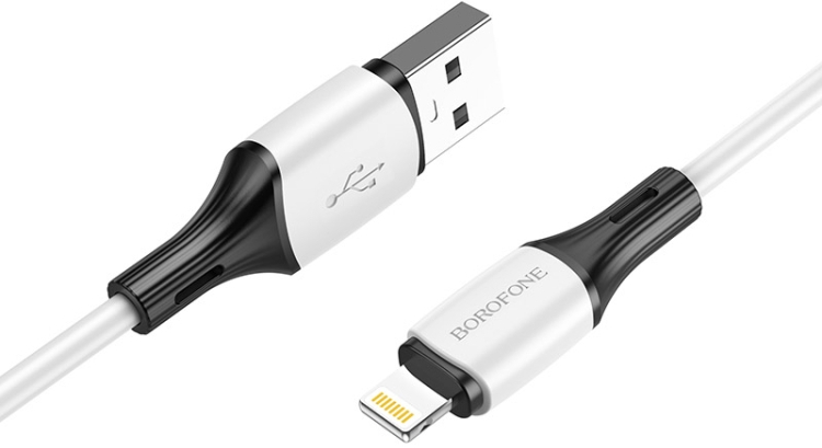 Кабель синхронизации данных BOROFONE BX79 USB to iP 2.4A, 1m White (6974443384758) - Фото 1