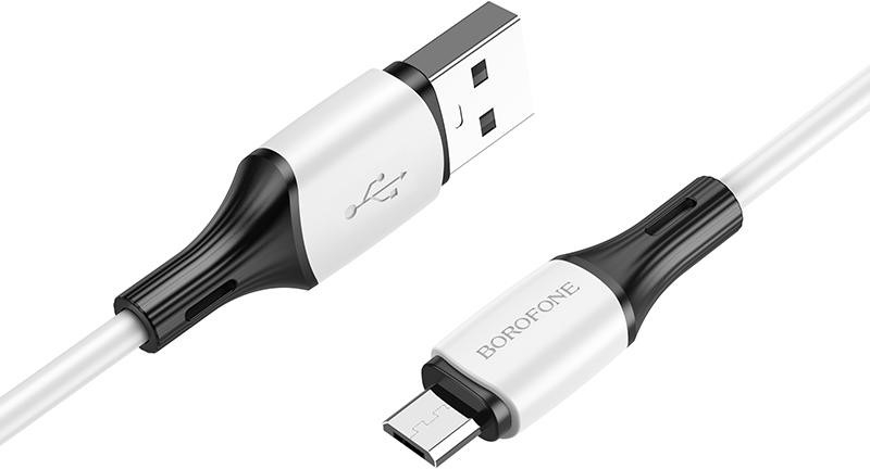 Кабель синхронизации данных BOROFONE BX79 USB to Micro 2.4A, 1m White (6974443384772) - Фото 1