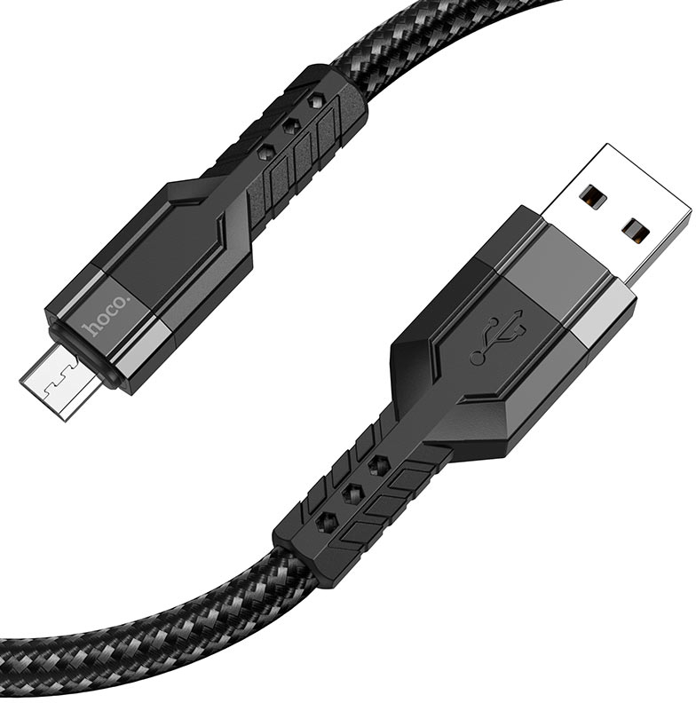 Кабель синхронизации данных HOCO U110 USB to Micro 2.4A, 1.2m Black (6931474770585) - Фото 1