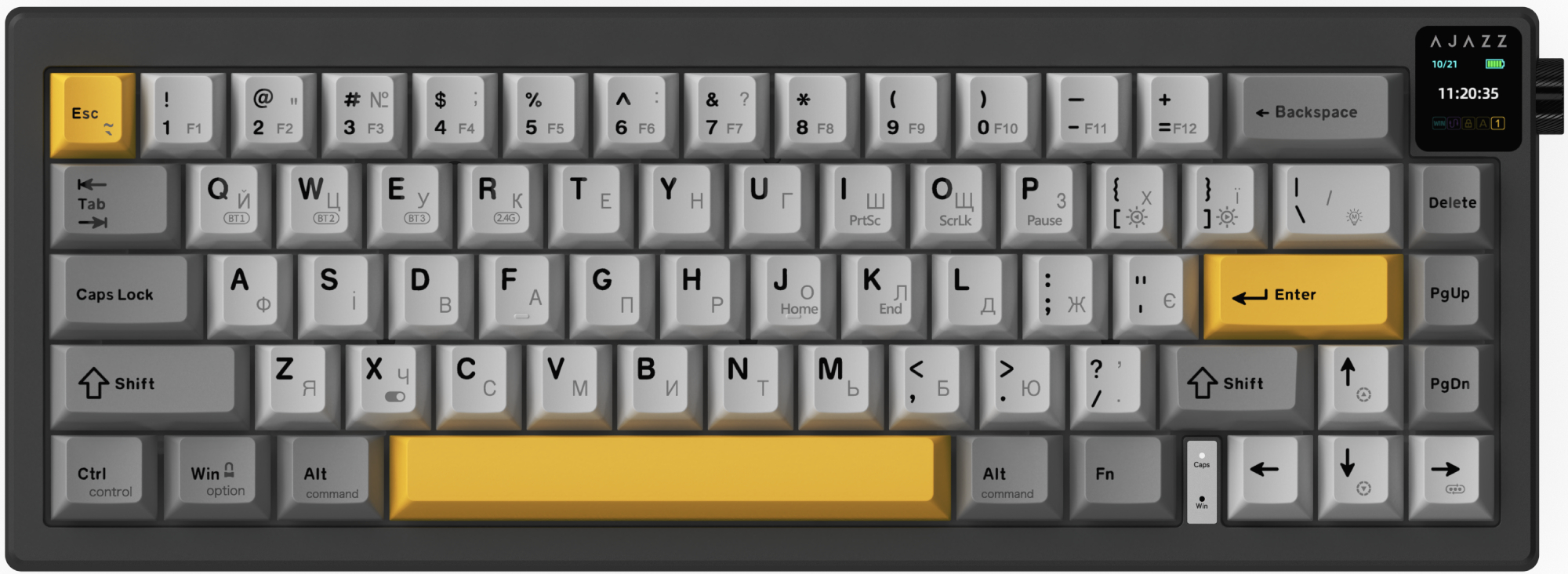 Клавиатура беспроводная игровая Ajazz AK650 Flying Fish Switch Black RGB With Screen (AK650-FF-BGY) - Фото 1