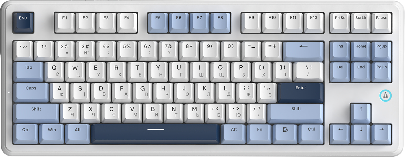 Клавіатура дротова ігрова Ajazz AK870 V2 Flying Fish Switch White USB-C (AK870-V2-FF-BWB)