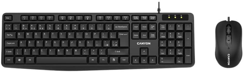 Клавиатура+мышь Canyon SET-1 Water resistant ENG/UKR Black (CNE-CSET1) - Фото 1