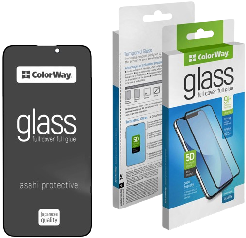 Защитное стекло для смартфона Colorway 9H FC glue Anti-Spy Apple iPhone 16 Pro Max Black (CW-GSFGASAI16PM-BK) - Фото 1