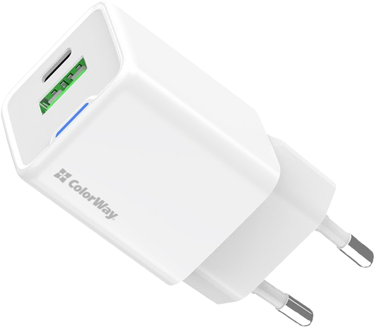 Сетевое зарядное устройство Colorway GaN Mini 35W PD Port PPS USB White (CW-CHS055PD-WT) - Фото 1