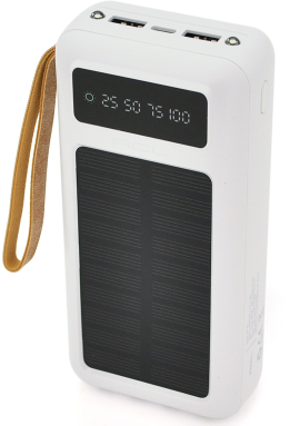 Батарея мобильная ACL PW-61 30000mAh, SOLAR, Type-C/Lighting/Micro/USB, White - Фото 1