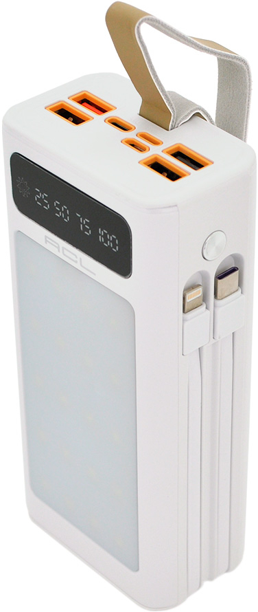 Батарея мобильная ACL PW-85 30000mAh, LIGHTER, Type-C + Lighting, White - Фото 1